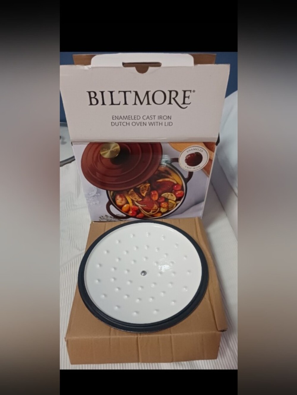 Biltmore Red Enameled Cast Iron Dutch Oven with Lid 3 Quart